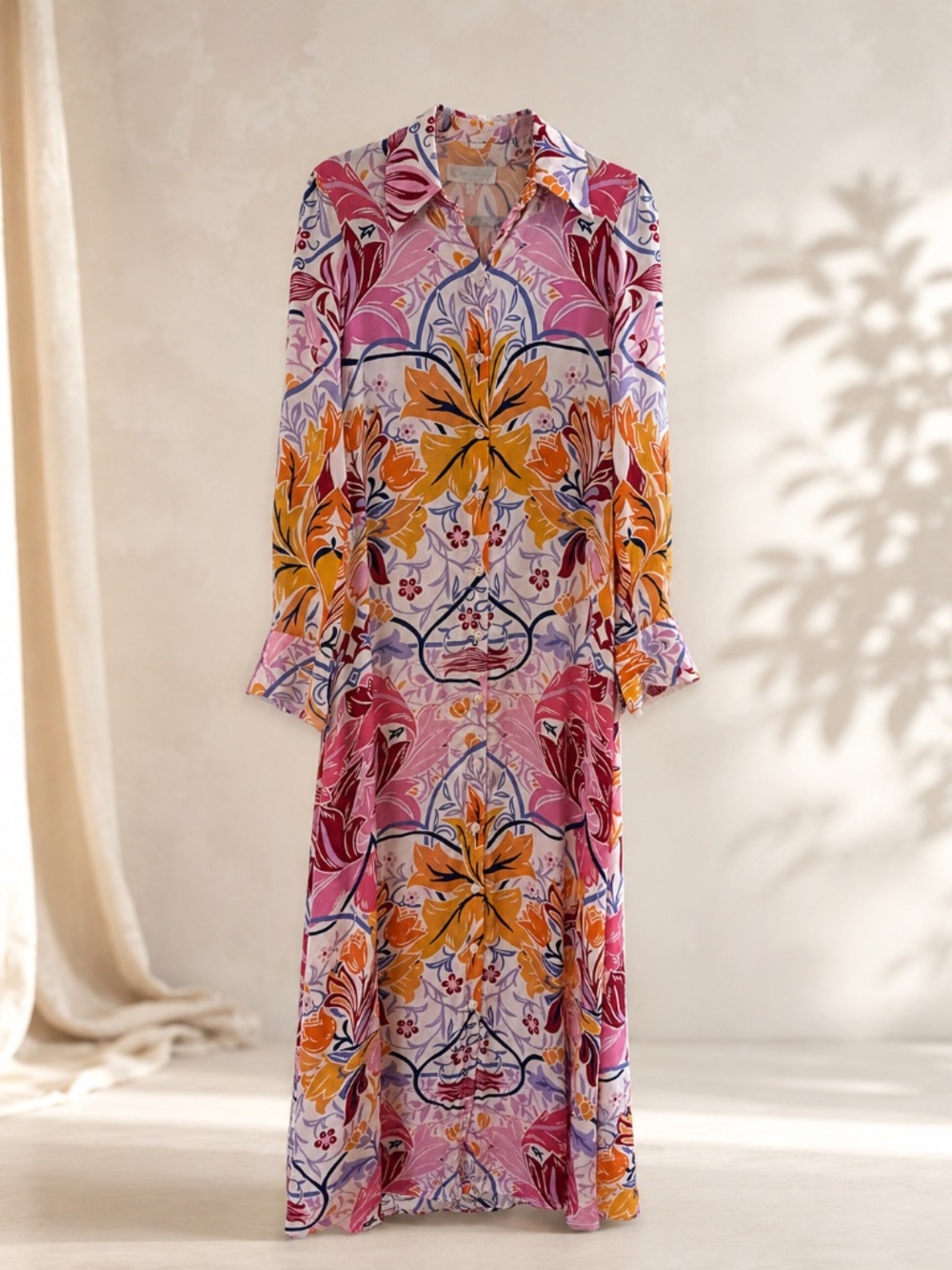 Corey Lynn Calter Floral Button-Front Shirt Dress / Duster